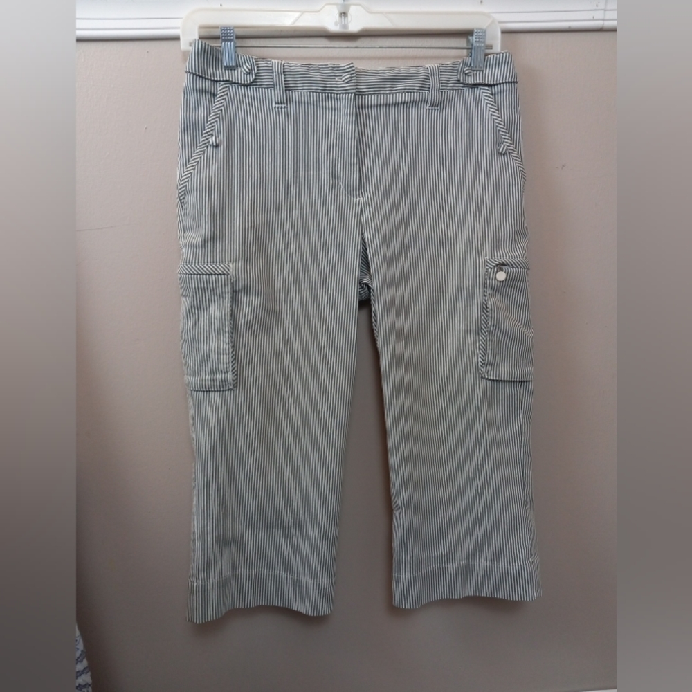 Lily's of Beverly Hills Womens Striped  Olive Green/white  Capri Size 12‎